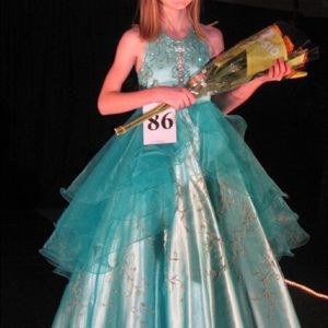 Blue Beaded Pageant Dress